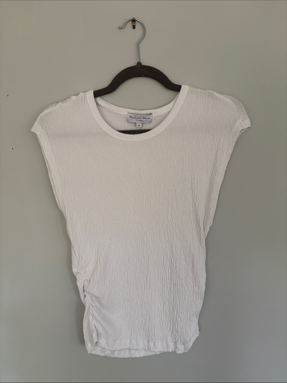 Michael Stars White Crinkle Cap Sleeve Tee